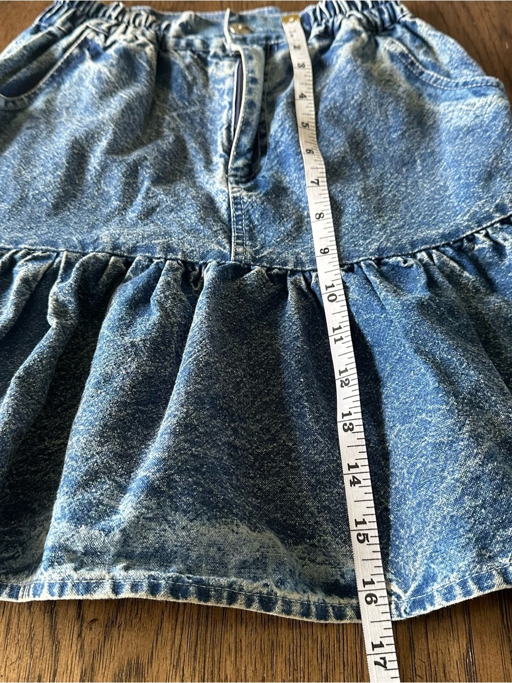 Vtg 80s 90s Pop Kids Denim 2 Pc Set Acid Wash Ruffle Skirt Butterfly Western 12 - Picture 14 of 16